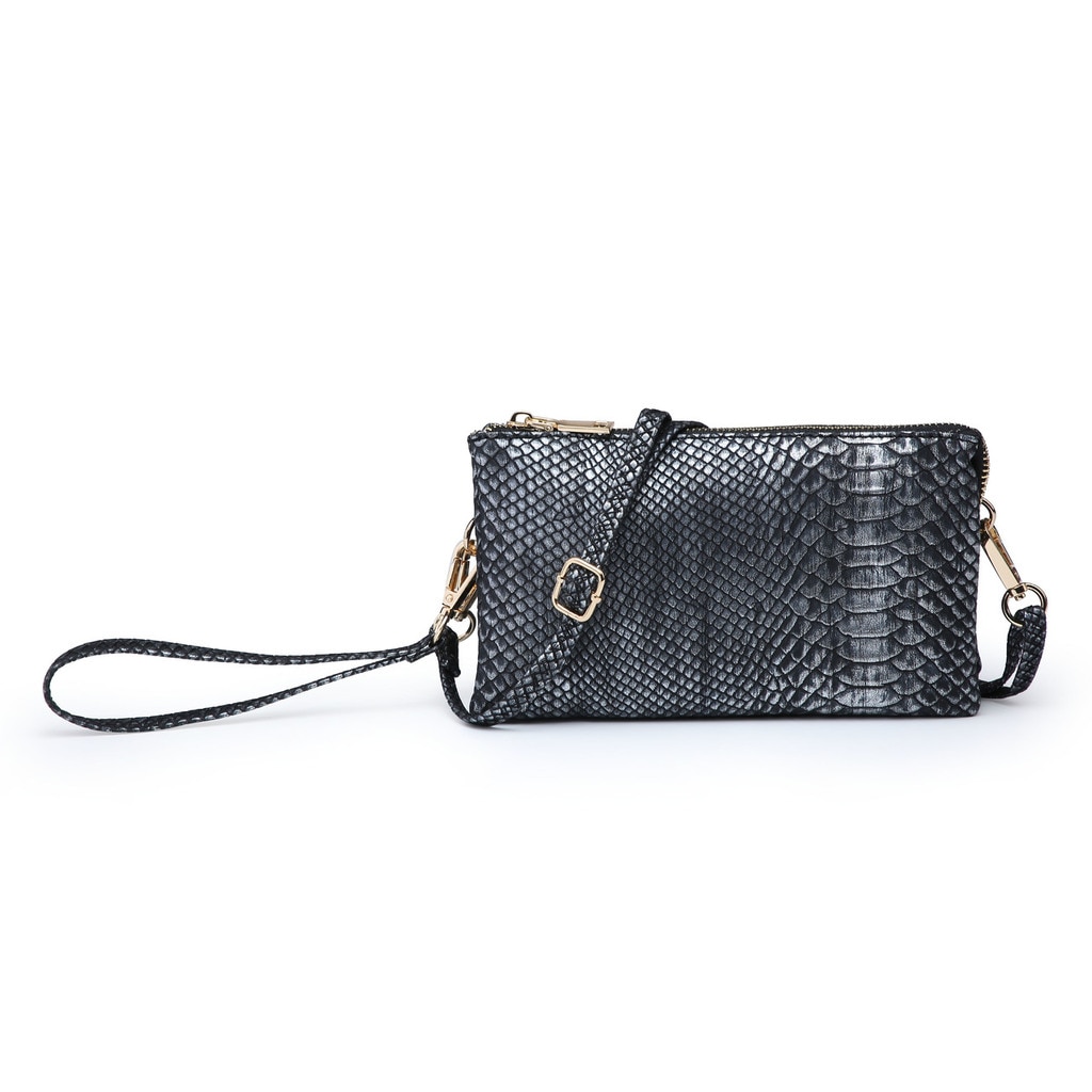 Snakeskin Crossbody Bag with Changeable Straps - BLACK
